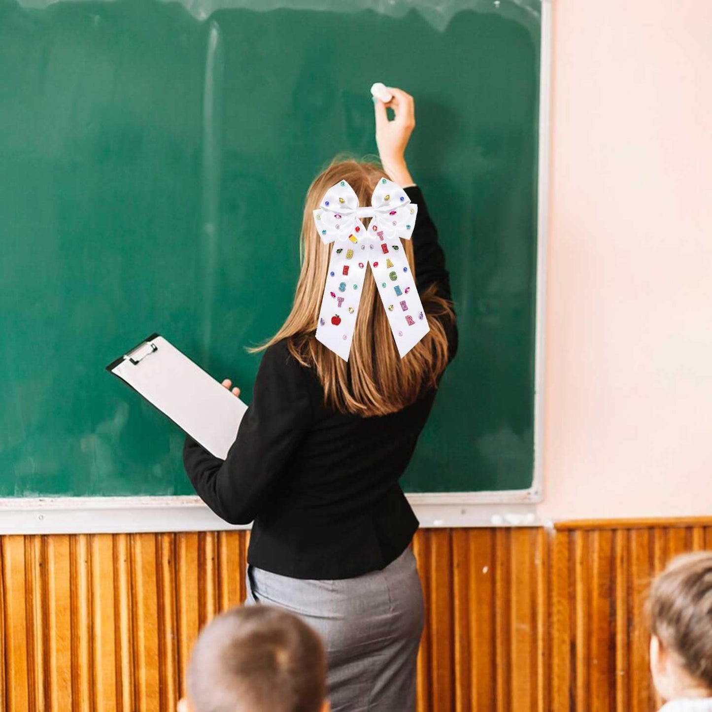 Teacher Hair Bows for Women Teacher Accessories Back To School Pencil FRI-YAY Hair Bow Clips Rhinestone Jeweled Teacher Hair Ribbons Barrettes Back To School Outfits Teacher Appreciation Gifts