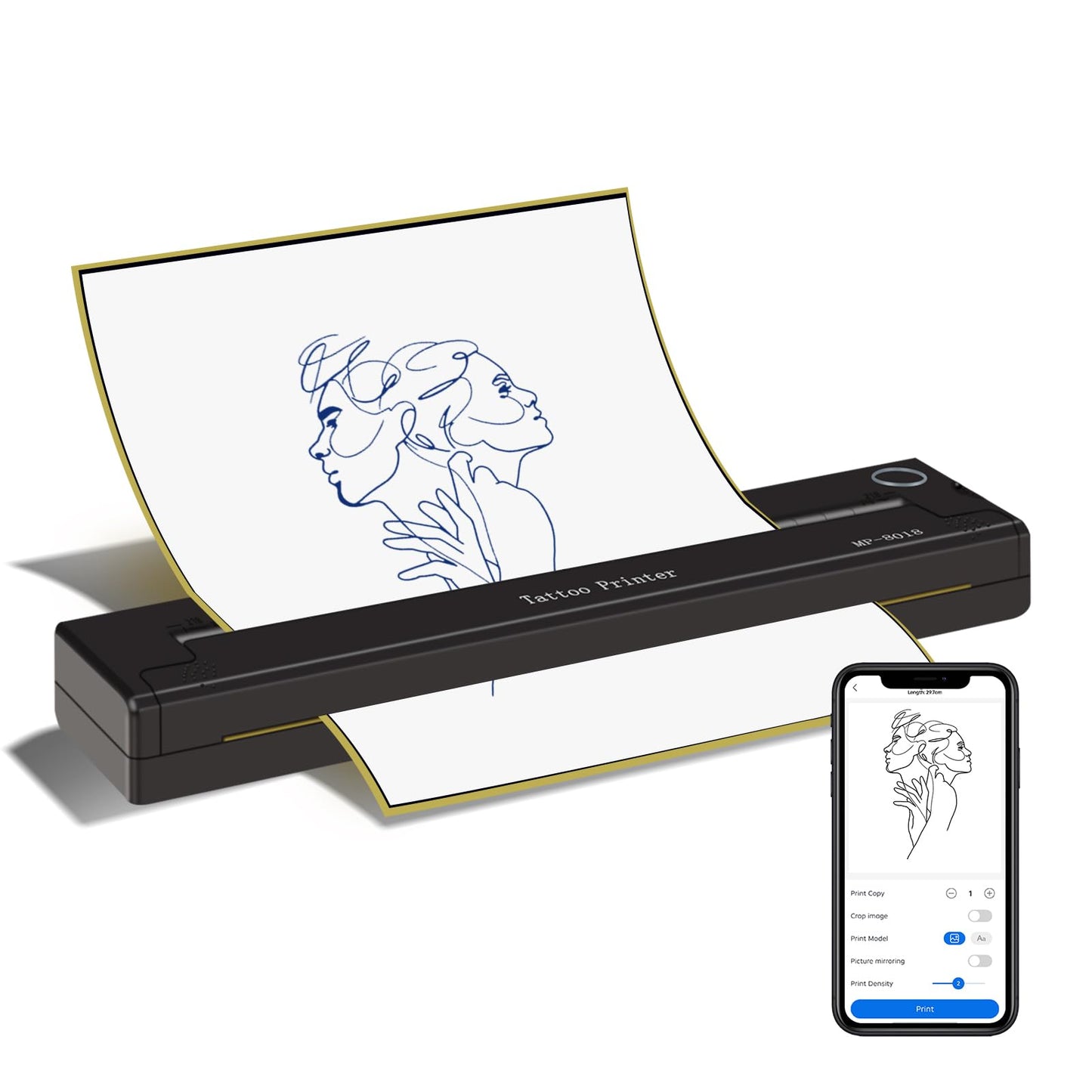 ATOMUS Mini Portable Tattoo Transfer Machine Thermal Printer Power Storage Machine for Thermal Paper and Tattoo Transfer Paper MP-8018