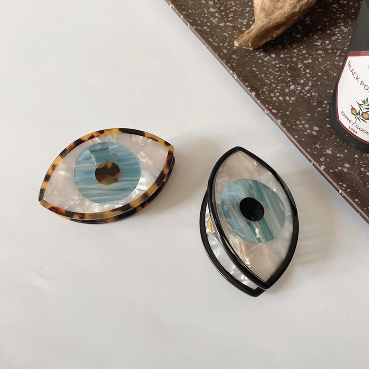 Big Blue Evil Eye Hair Claw Clip Ojo Hold Hair Pin Nonslip Large Turkey Amulet Lovely Cute Eye Strong Hairpin for Women Girl Delicate Hair Accessories-A black