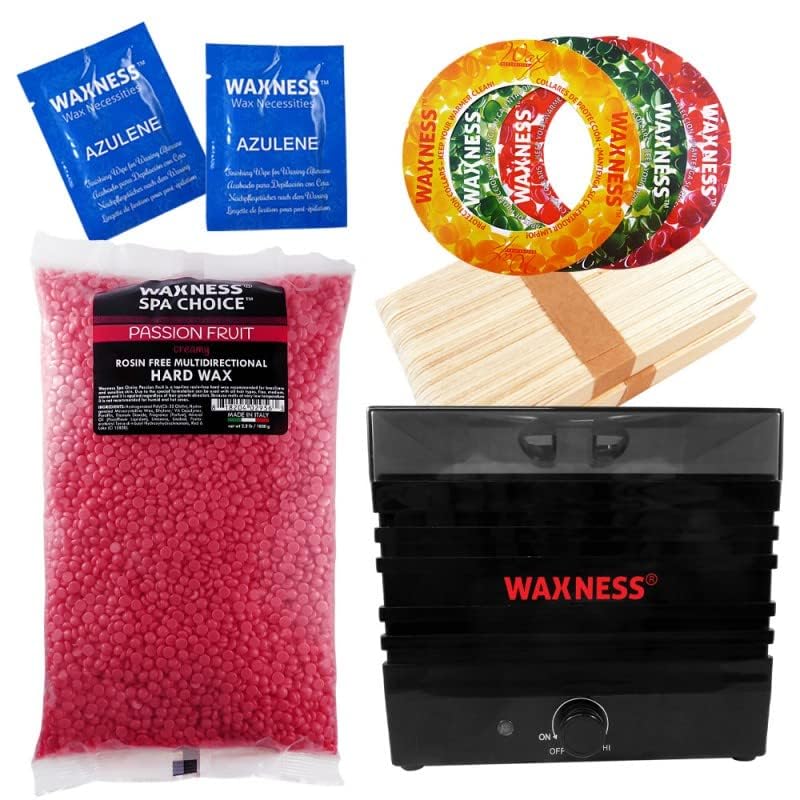 Waxness Passion Fruit Stripless Waxing Kit W-CUBE Black Warmer and 2.2 lb Wax Bag