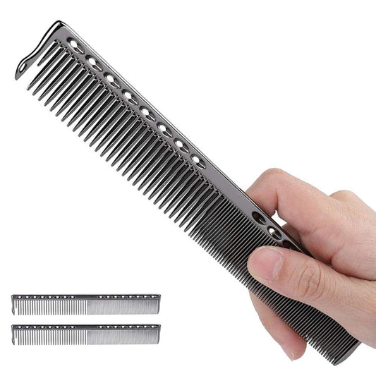 2pcs Metal Barber Combs, Black Professional Stainless Steel Hair Styling Combs Cutting Hair Comb Salon Hairdressing Comb Detangler Comb