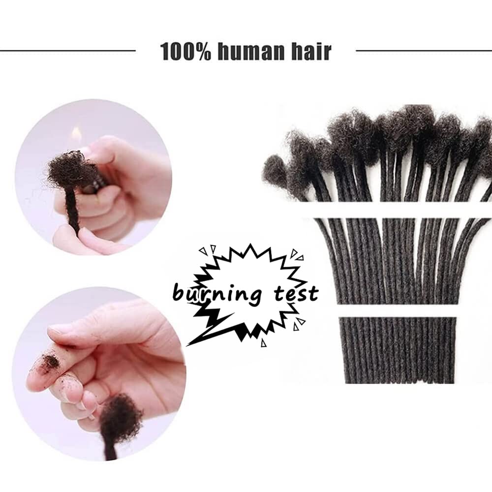 0.8cm Thickness 6 Inch Dreadlock Extensions Human Hair 60 Strands 100% Real Human Hair for Man/Women Full Head Handmade Loc Extensions Bundles Can Be Bleached Dyed Curled Twisted