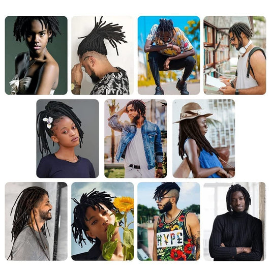 0.6cm 4 Inch Loc Extension Human Hair Thickness Natural Black Full Handmade Permanent Locs Can Be Dyed and Bleached for Women Men Kids Dreadlock Extensions Real Human Hair