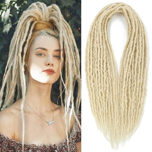 Ajsowju Textured Dreadlock Synthetic Double Ended Textured Dreadlock Extensions 20inches 25 Strands Thin Soft DE Dreadlock Extension for Women (613#, 25 Strands)