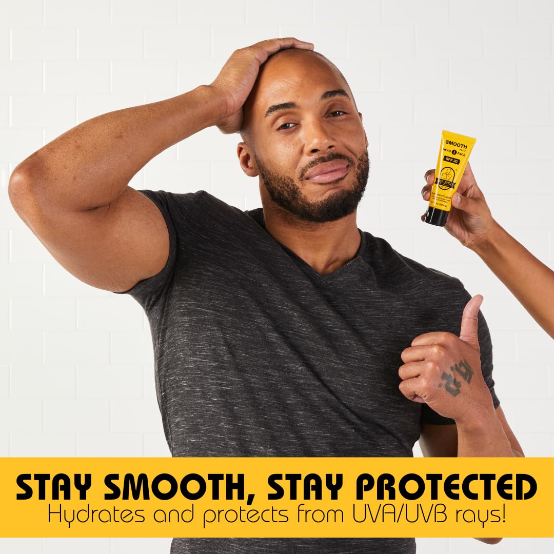 Bee Bald SMOOTH PLUS Daily Moisturizer with SPF 30 Broad Spectrum Sunscreen Tones, Hydrates & Moisturizes While Protecting Skin From Harmful UVA/UVB Rays, 1.7 Fl Oz