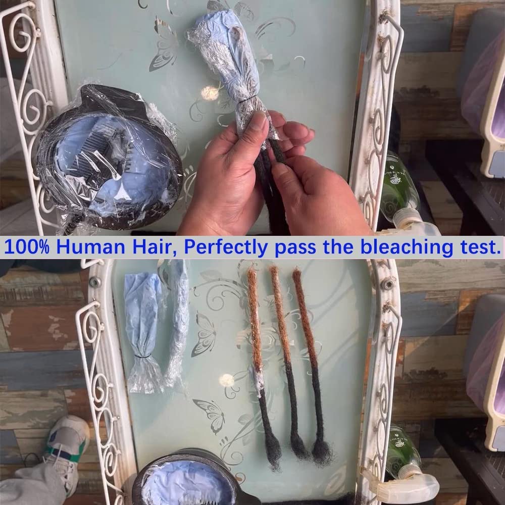 0.6cm 4 Inch Loc Extension Human Hair Thickness Natural Black Full Handmade Permanent Locs Can Be Dyed and Bleached for Women Men Kids Dreadlock Extensions Real Human Hair