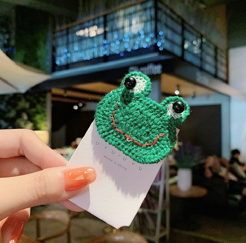 PEAK TOWN Sewed Hair Clips for Girls, Cute Barrettes Women Metal Snap Hair Clips Accessories Hair Gift for Girls(FROG(2PC))