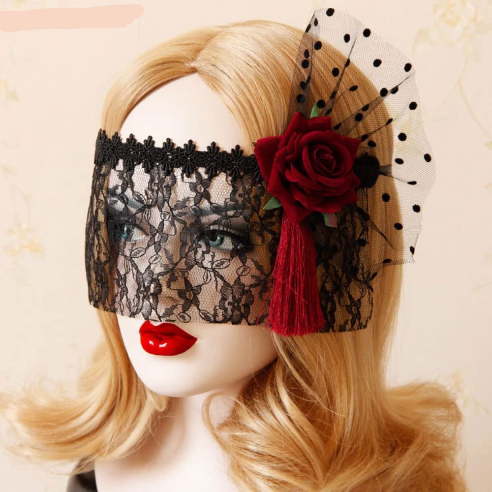 Yoriko 1920s Elastic Headband for Women-Silver Rhinestone Flower Flapper Headpiece Accessories, Great Gatsby Hair Accessories for Women (Black-F)