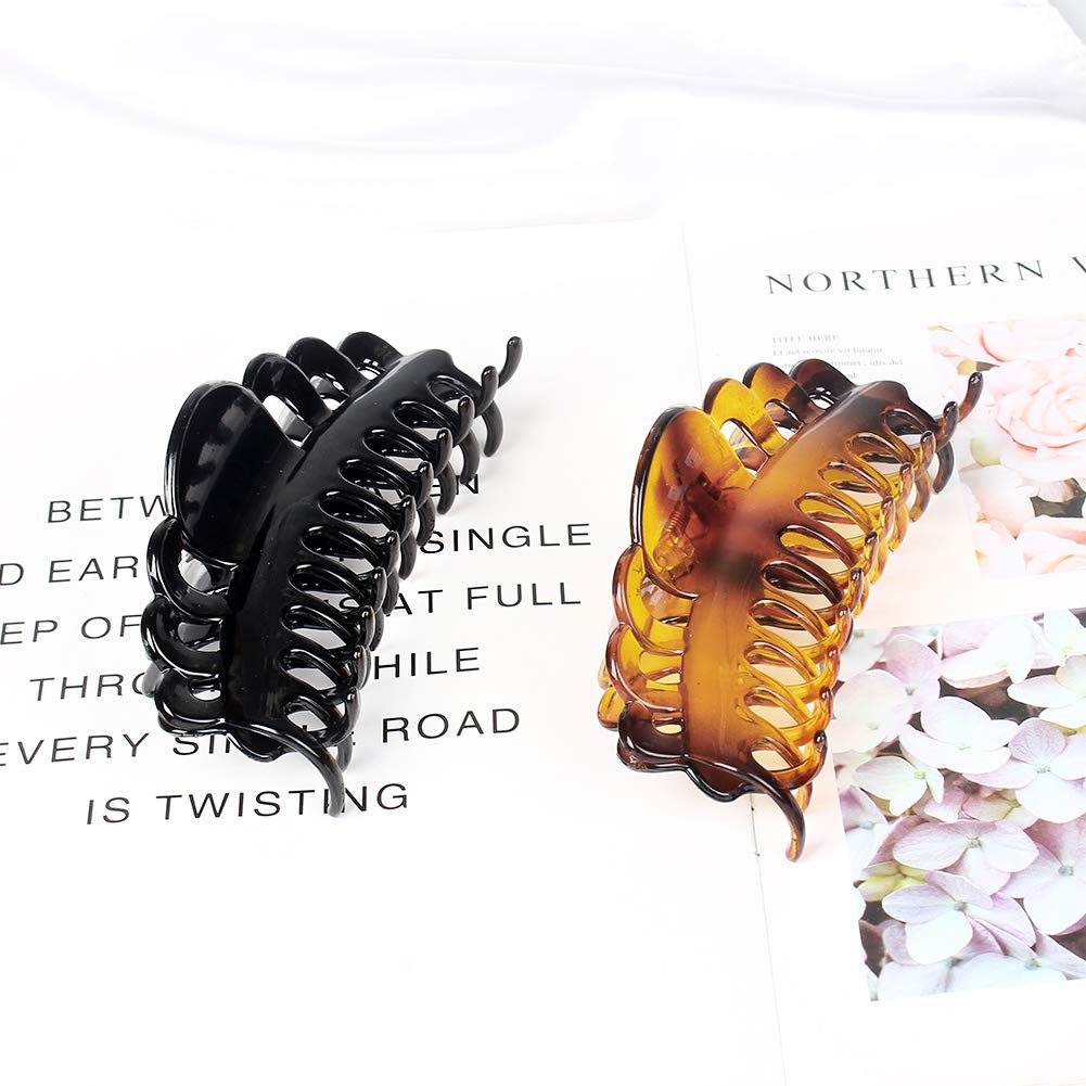 ACCGLORY Ex-Large Plastic Hair Claw Clips for Women Big Hair Clips for Long Thick Hair Updo Strong Holding Jaw Clamps Jumbo Hair Clip