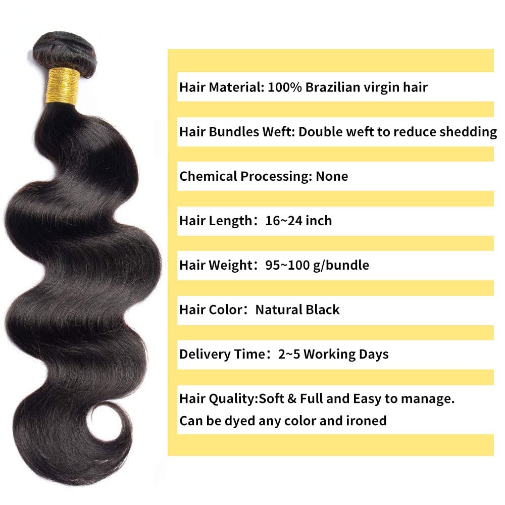 ZIYU Body Wave One Bundle Human Hair 28 inch 100% Human Hair Bundle Unprocessed Brazilian Body Wave Weave Bundles Human Hair Natural Black Color for Black Women