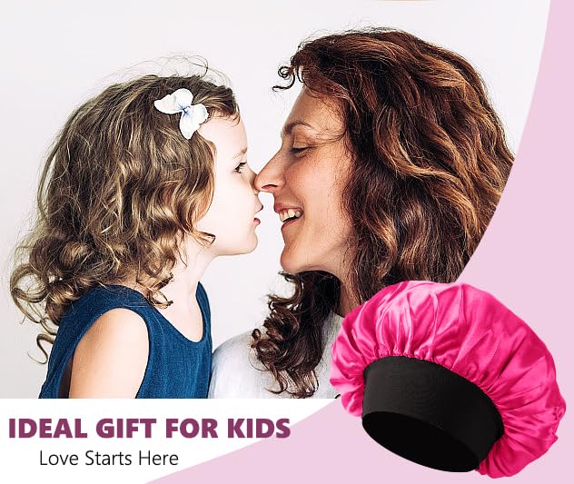 4 Pcs Kids Bonnets for Girls,Silk Bonnet for Kids,Kids Satin Bonnet for Sleeping for Toddler