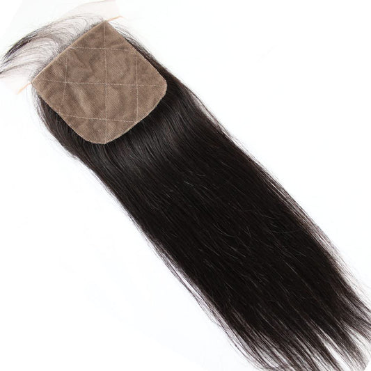Bella Hair Free Part Silk Base Closure Straight, 130% Density Natural Color Remy Virgin Human Hair 4x4inch Top Closure (12inch)
