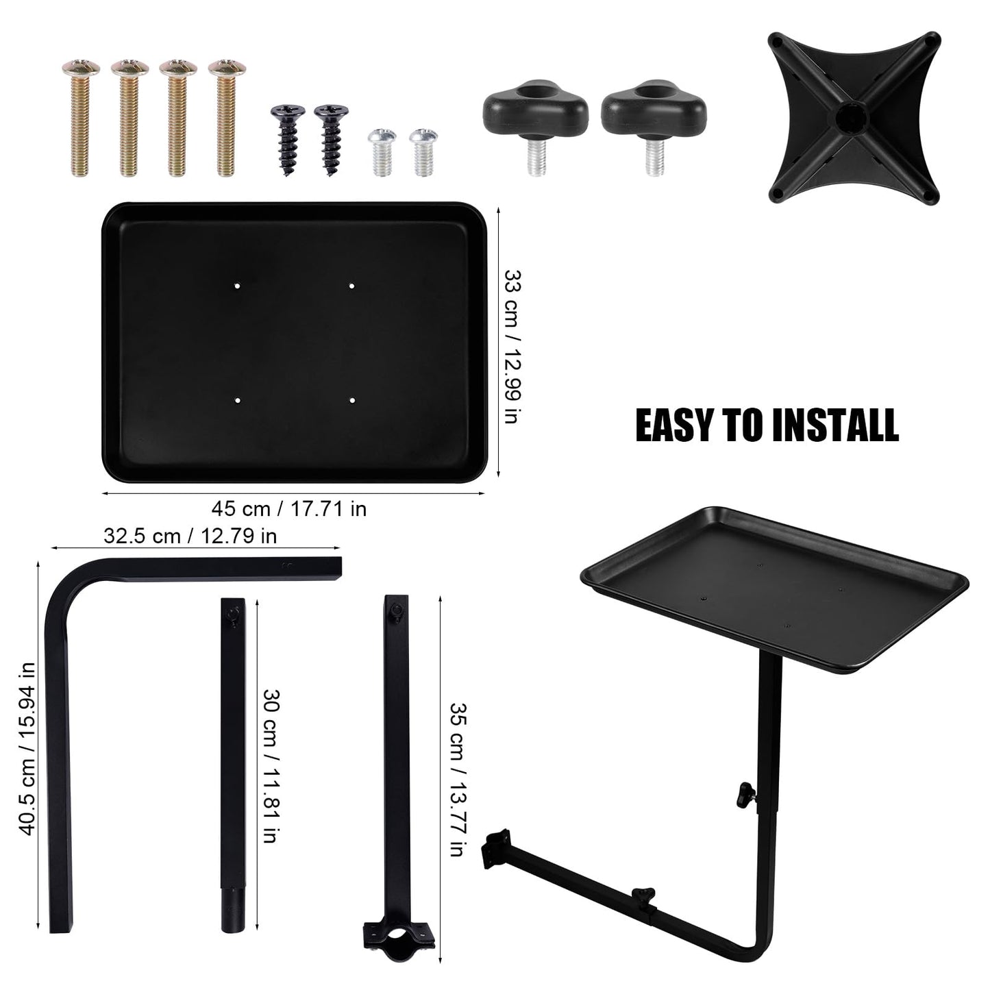 Salon Tray Attached to Chair, Adjustable Height Salon Holder, Barber Chairs Tray, Hair Stylist Attachment Storage Organizer for Hairdressing Tools Combs, Salon Tattoo Spa Equipment Accessories