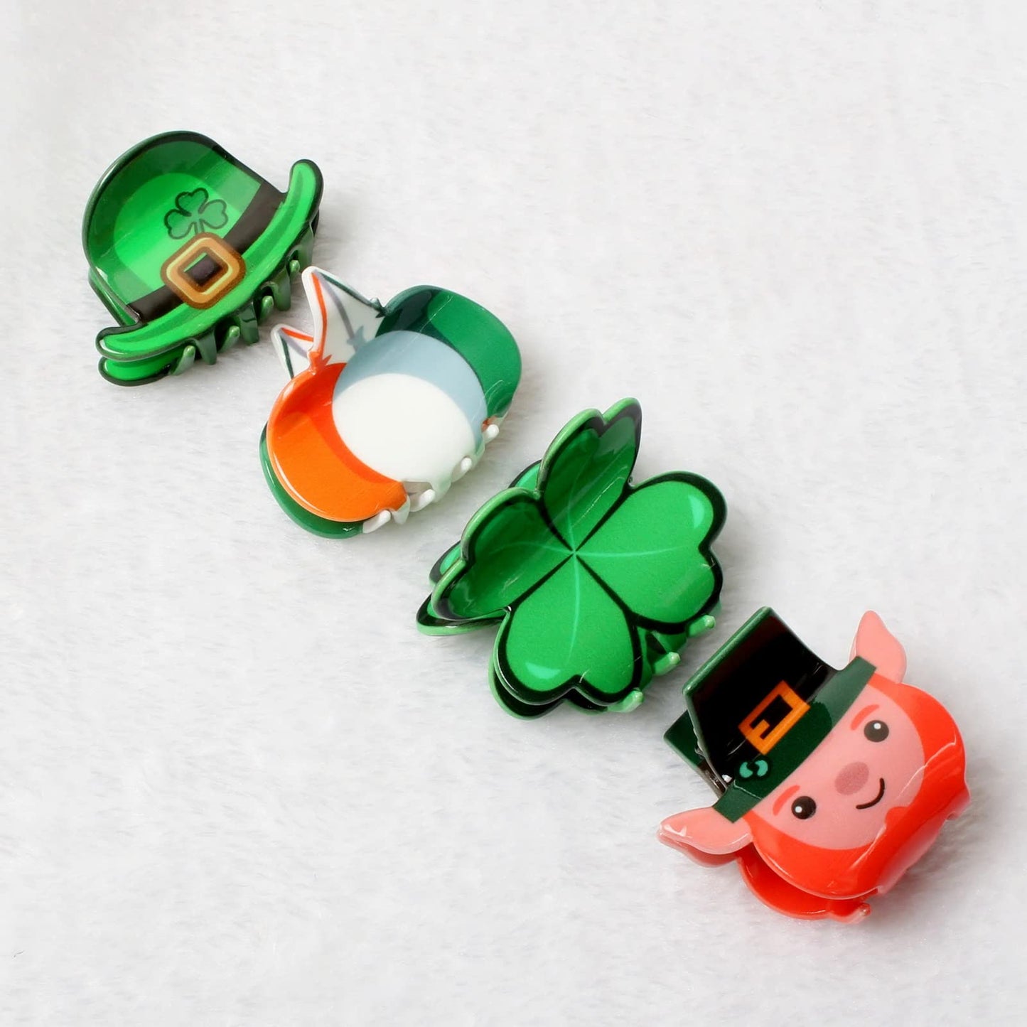 4PK Cute Claw Clips for Girls Green Hair Claw Small Hair Clip Shamrock Hair Claws Cute St Patrick’s Hair Accessories for Women (color C)
