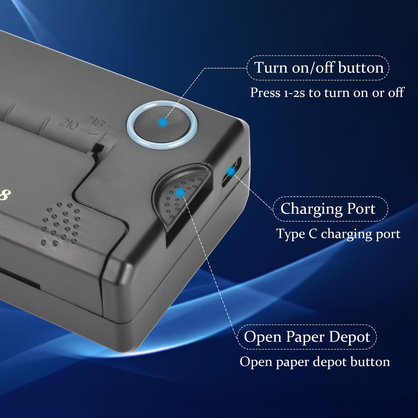 ATOMUS Mini Portable Tattoo Transfer Machine Thermal Printer Power Storage Machine for Thermal Paper and Tattoo Transfer Paper MP-8018