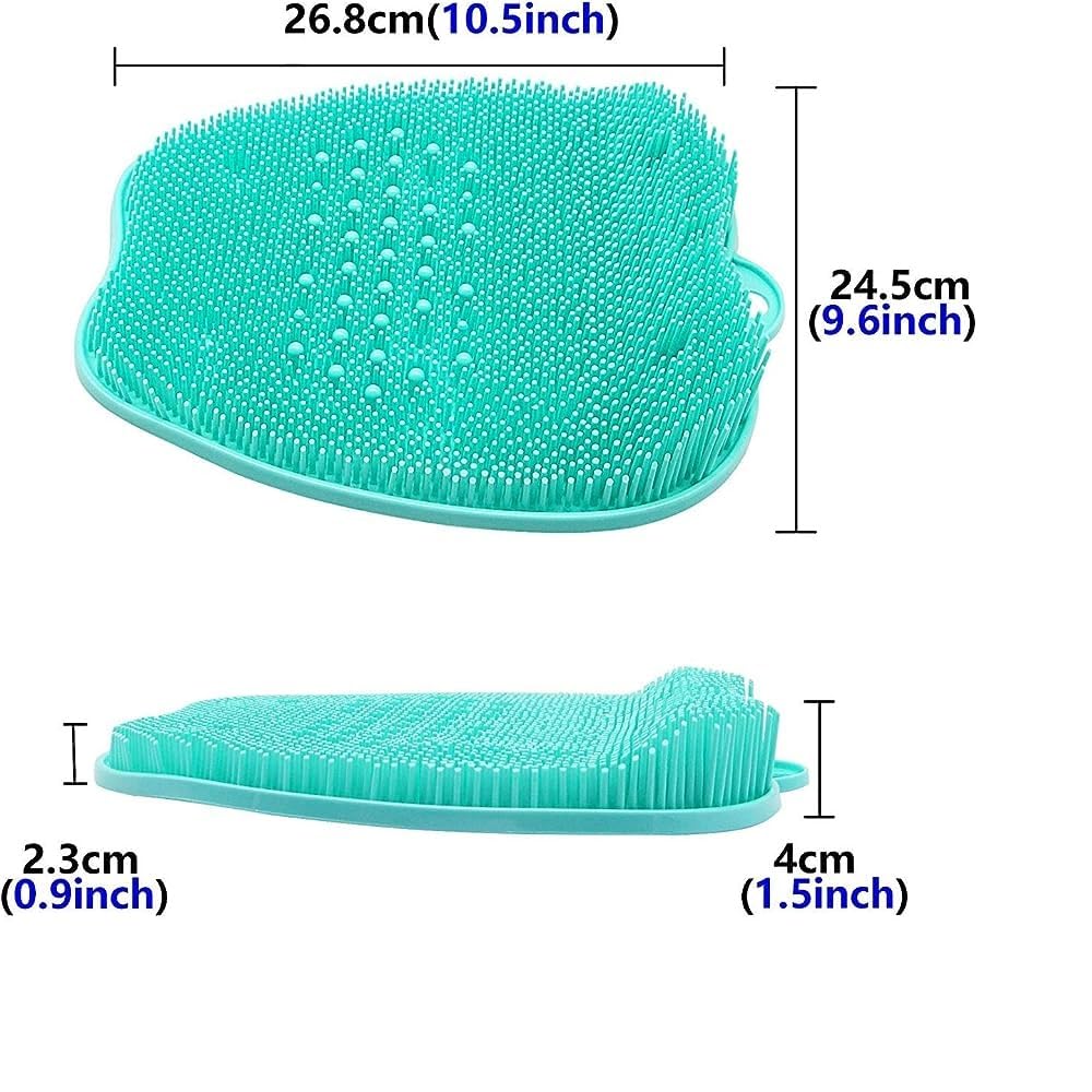 2Pcs Shower Foot Massager Scrubber Mat + Silicone Body Scrubber Exfoliating Glove,Non-Slip Back Massage Pad,Bathroom Wash Foot Mat Exfoliating Dead Skin Foot Brush Shower Non-Slip Mats (Pink+Pink)