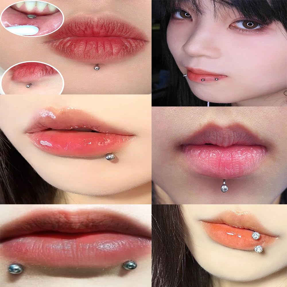 AM RONG MAGIC Self Lip Piercing Gun Kits,Professional Body Piercing Kit for Lip/Navel/Tongue/Ear/Nose/Belly Button, Safe Piercing Gun Kits, Body Piercing Tool Kits (white-lip piercing kit)