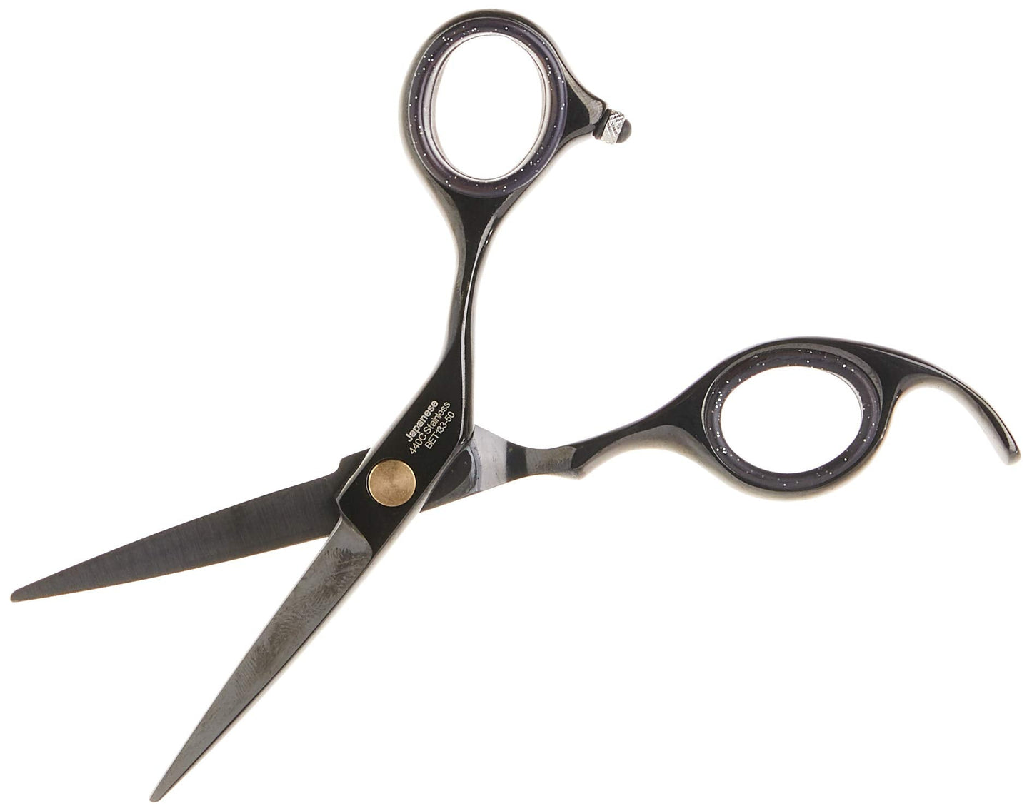 ShearsDirect Japanese 440c Stainless Steel Titanium Cutting Shear with Anatomic Thumb, Black, 5 Inch