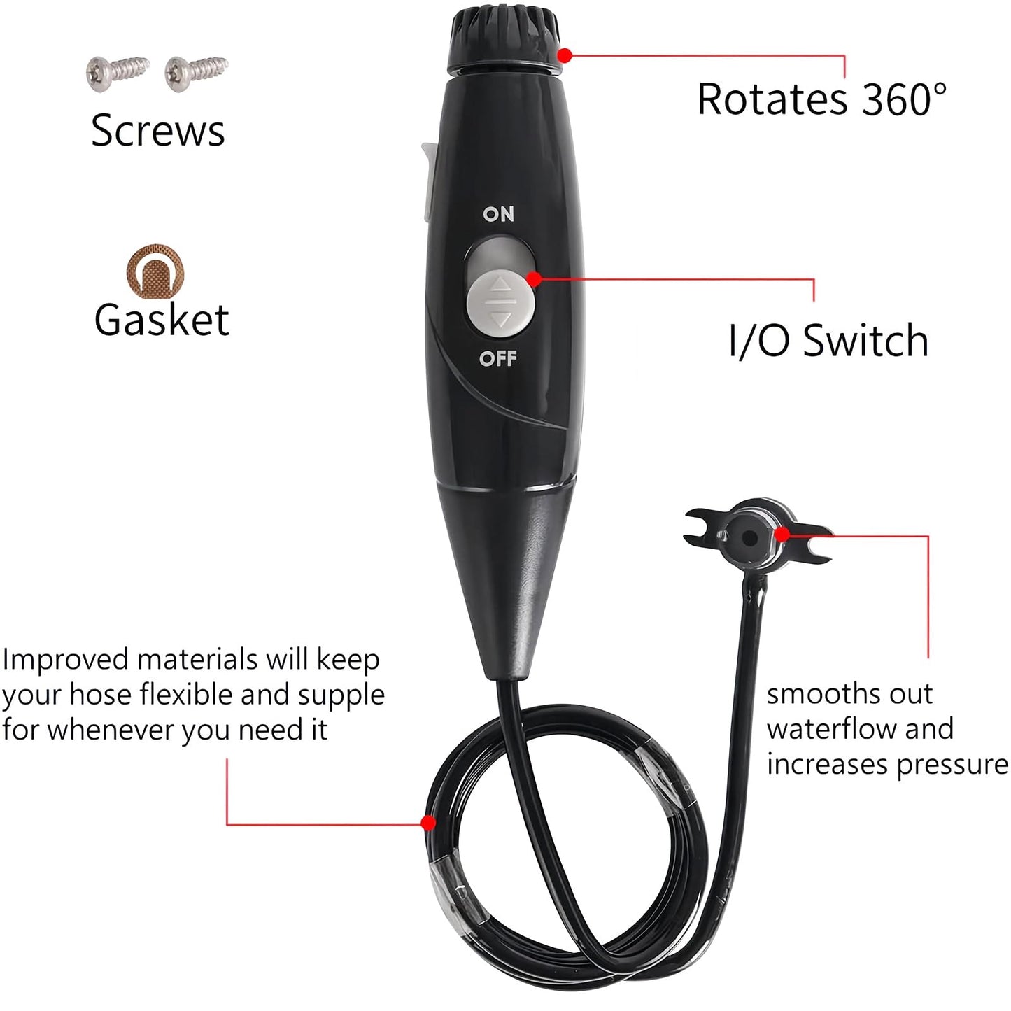 Replacement Hose and Handle Parts for Waterpik Aquarius Water Flosser (WP-660 & WP-670 Series) Oral Hygiene Accessories Water Hose Plastic Handle Compatible