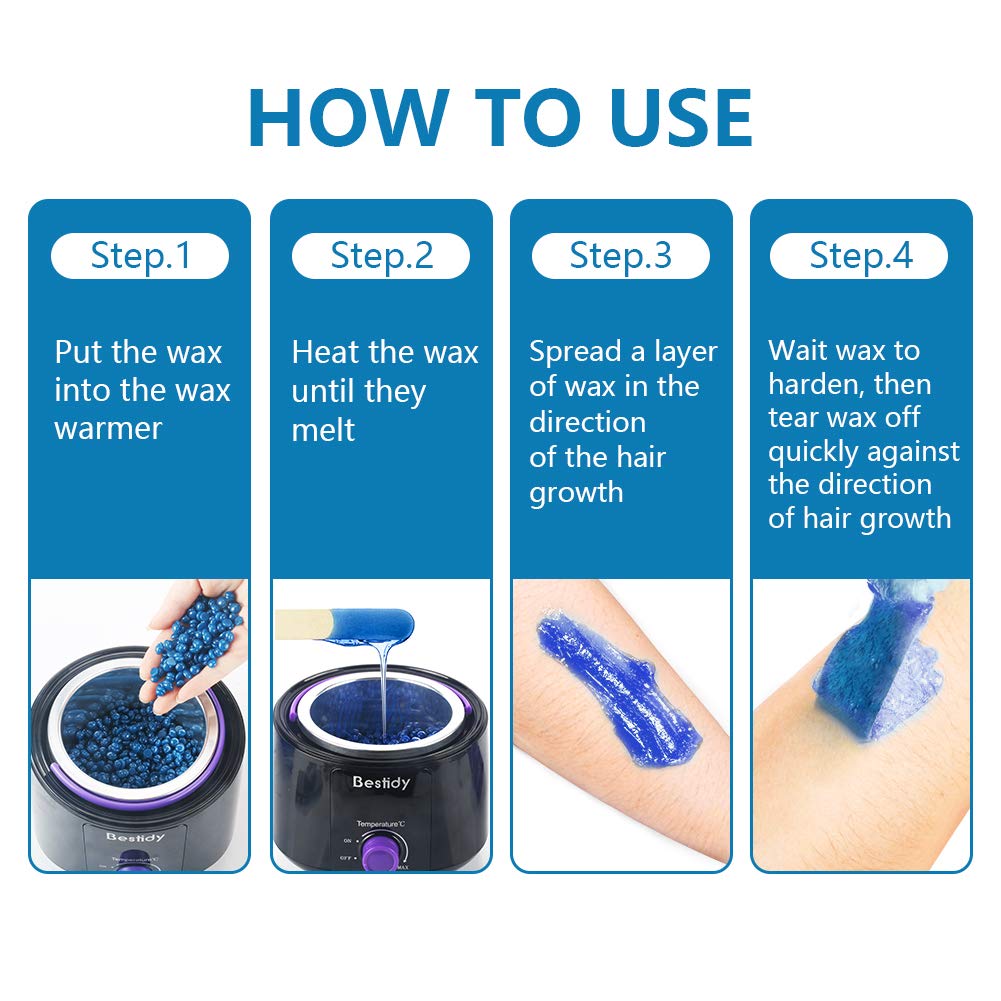 Bestidy Wax Beads, Bagged 500g/1.1lb/17.6oz, Waxing beans for Hair Removal, Women Men, Home Waxing for All Body and Brazilian Bikini Areas (500g)