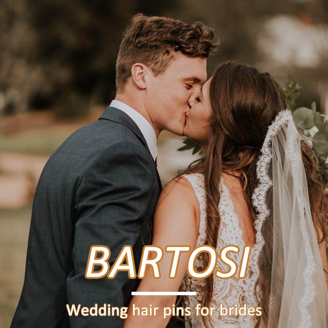 BARTOSI Gold Moon Star Hair Pins Rhinestone Bridal Hair Clips Pearl Bride Wedding Hair Accessories for Women and Girls (Pack of 4) (Gold)