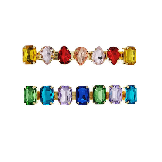 Austrian Crystal Hair Barrettes, 2Pcs Rhinestones Hair Clips, Colourful Sparkly Hairgrip Hair Headwear Accessories for Women Girls