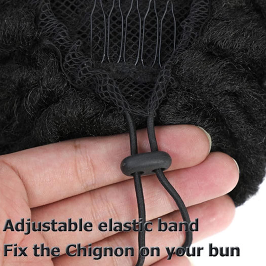 Abellee Loc Buns For Black Women 8Inch Loc Petal Bun Afro High Puff Drawstring Ponytail Faux Locs Hair Bun Pony Tail Hairpieces Clip In Hair Extentions for Black Women (1B/burg)