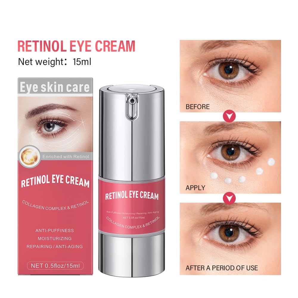 paminify Retinol Eye Cream for Dark Circles and Puffiness, Anti Aging Under Eye Cream Reduce Wrinkles Fine Lines, with Collagen and Hyaluronic Acid,Smooth and Hydrate,Suitable for Sensitive Skin