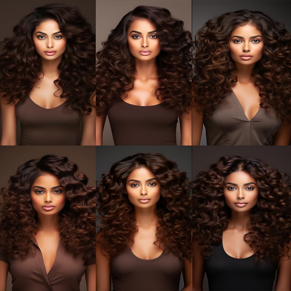 #4 Human Hair Loose Deep Wave Bundles Dark Brown Curly Weave Human Hair Bundles Double Weft Brazilian Remy Hair Extensions Wet and Wavy Bundles Silky Soft for Black Women(20 20 20 Inch 3 Bundles)