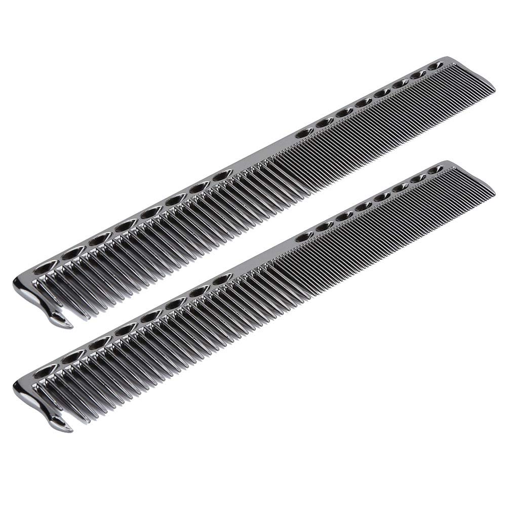 2pcs Metal Barber Combs, Black Professional Stainless Steel Hair Styling Combs Cutting Hair Comb Salon Hairdressing Comb Detangler Comb