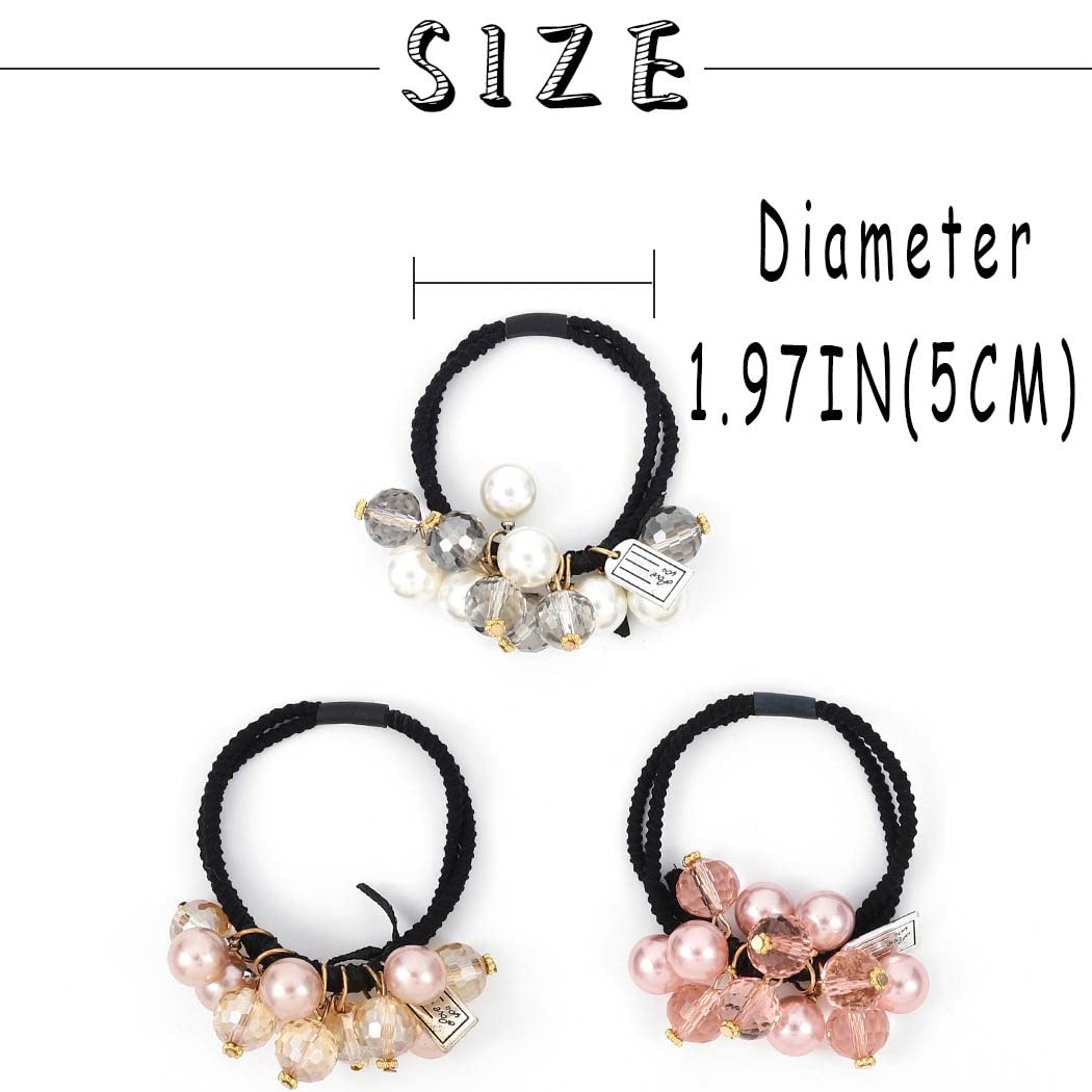 Bohend Rhinestone Ponytail Holders 3 Pcs Stretchy Hair Ties Hair Jewelry Ponytail Hair Accessories for Women and Girls (A)