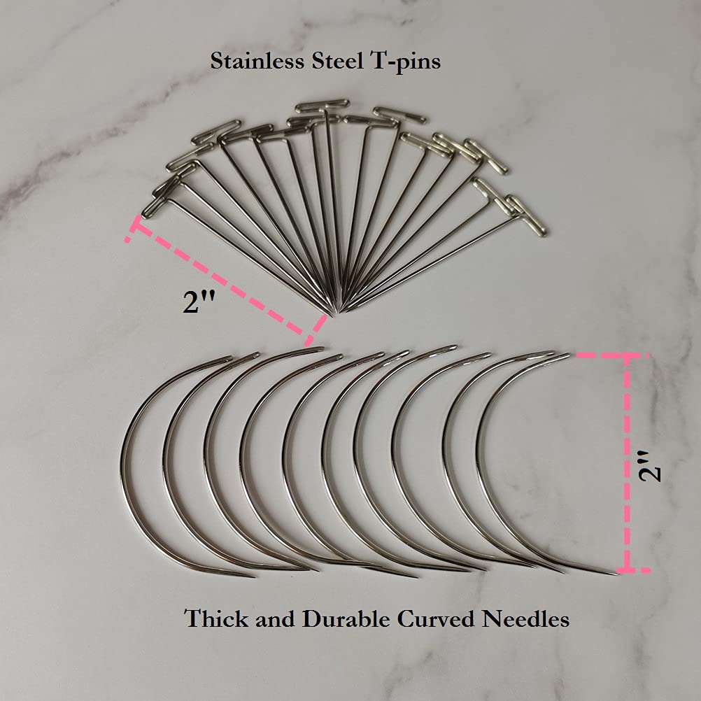 Zeebro 70PCS U-Shape Snap Clips for Hair Extensions 6 Teeth Metal Wig Clips Hair Weave Thread Needle Kit with Curved Needles T Pins Needle Threader Thimble,Dark Brown