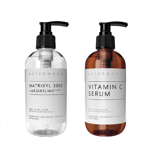 Asterwood Matrixyl 3000 with Argireline 8 oz + Vitamin C Serum 8 oz