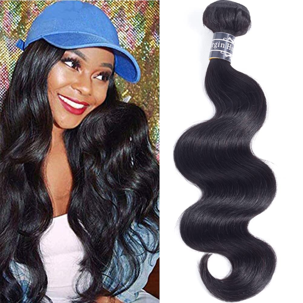 Amella Hair Brazilian Body Wave One Bundle 20inch 100% Unprocessed Brazilian Virgin Natural Black 8A Body Wave Human Hair Weft
