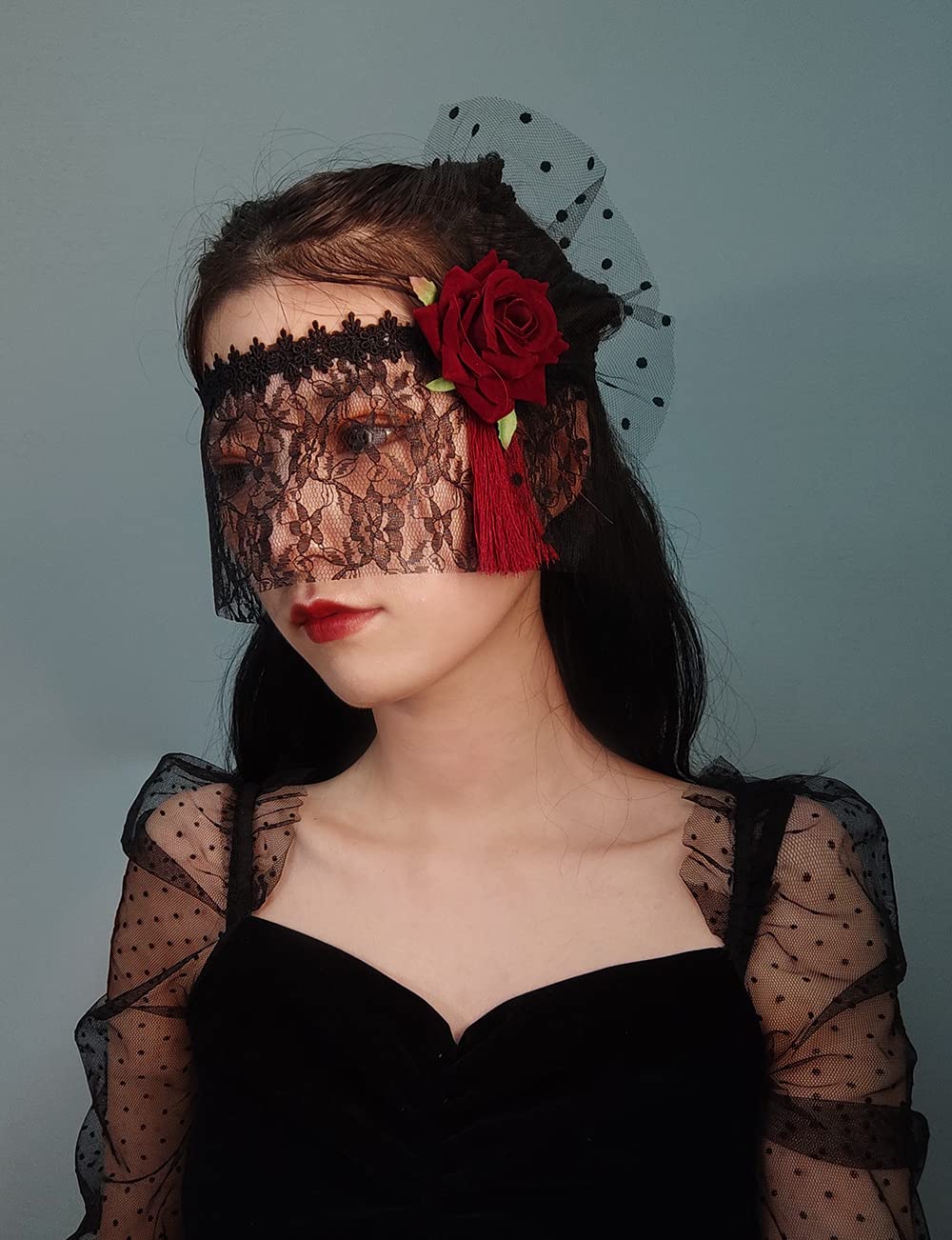 Yoriko 1920s Elastic Headband for Women-Silver Rhinestone Flower Flapper Headpiece Accessories, Great Gatsby Hair Accessories for Women (Black-F)