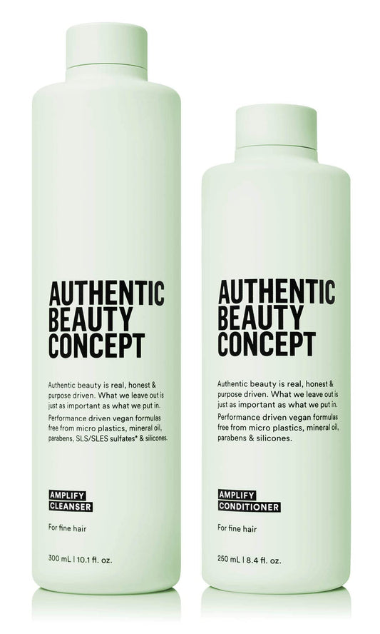 Authentic Beauty Concept Amplify Cleanser & Conditioner Set | Shampoo + Conditioner | Fine hair | Increases Body & Volume | Vegan & Cruelty-free | Sulfate-free | 10.1 fl. oz. & 8.4 fl. oz.