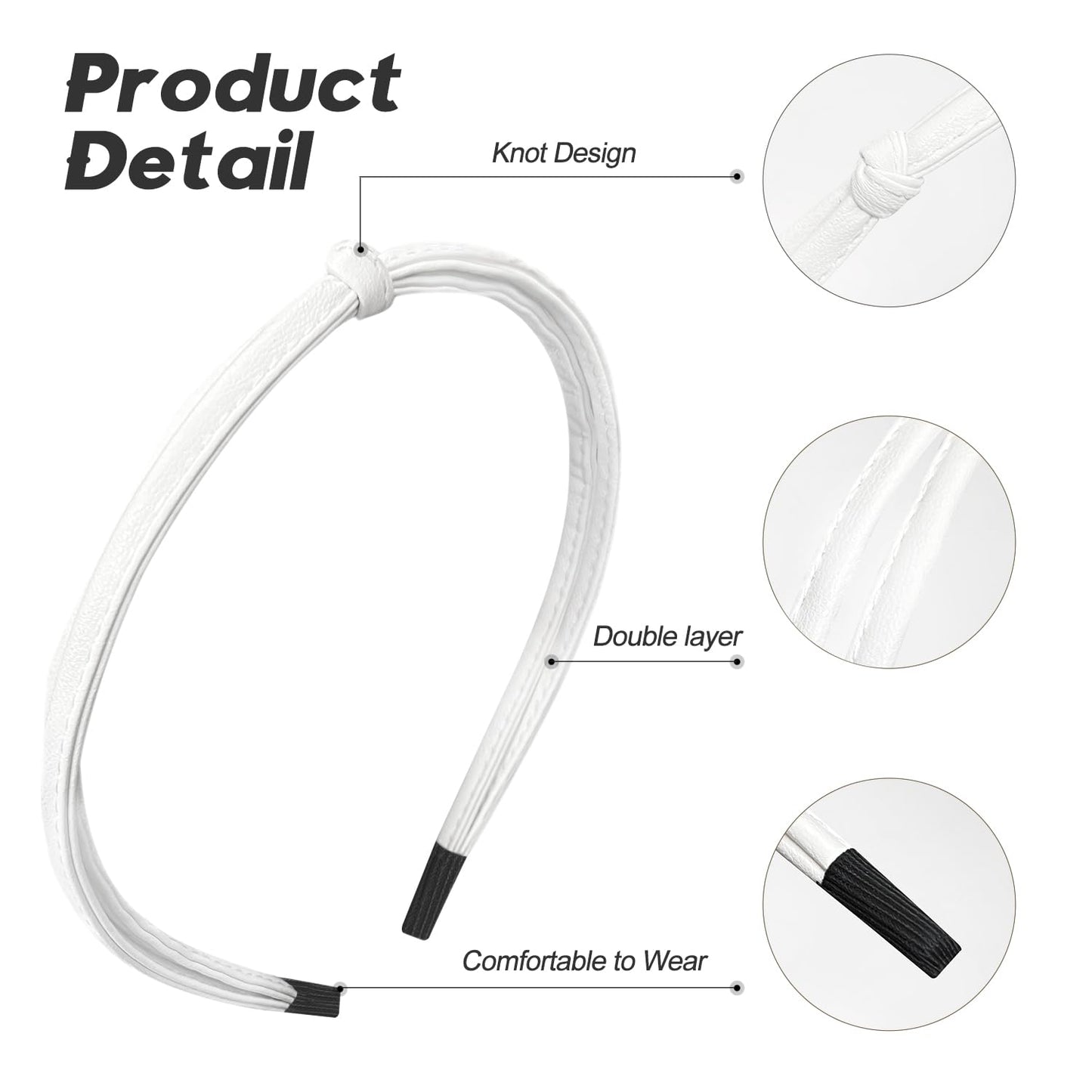 Bmobuo Headbands 5Pcs Thin Leather Hair Bands for Women Knotted Headband for Women's Hair Cute Fashion Accessories, Black Brown White Khaki Orange Dark Brown