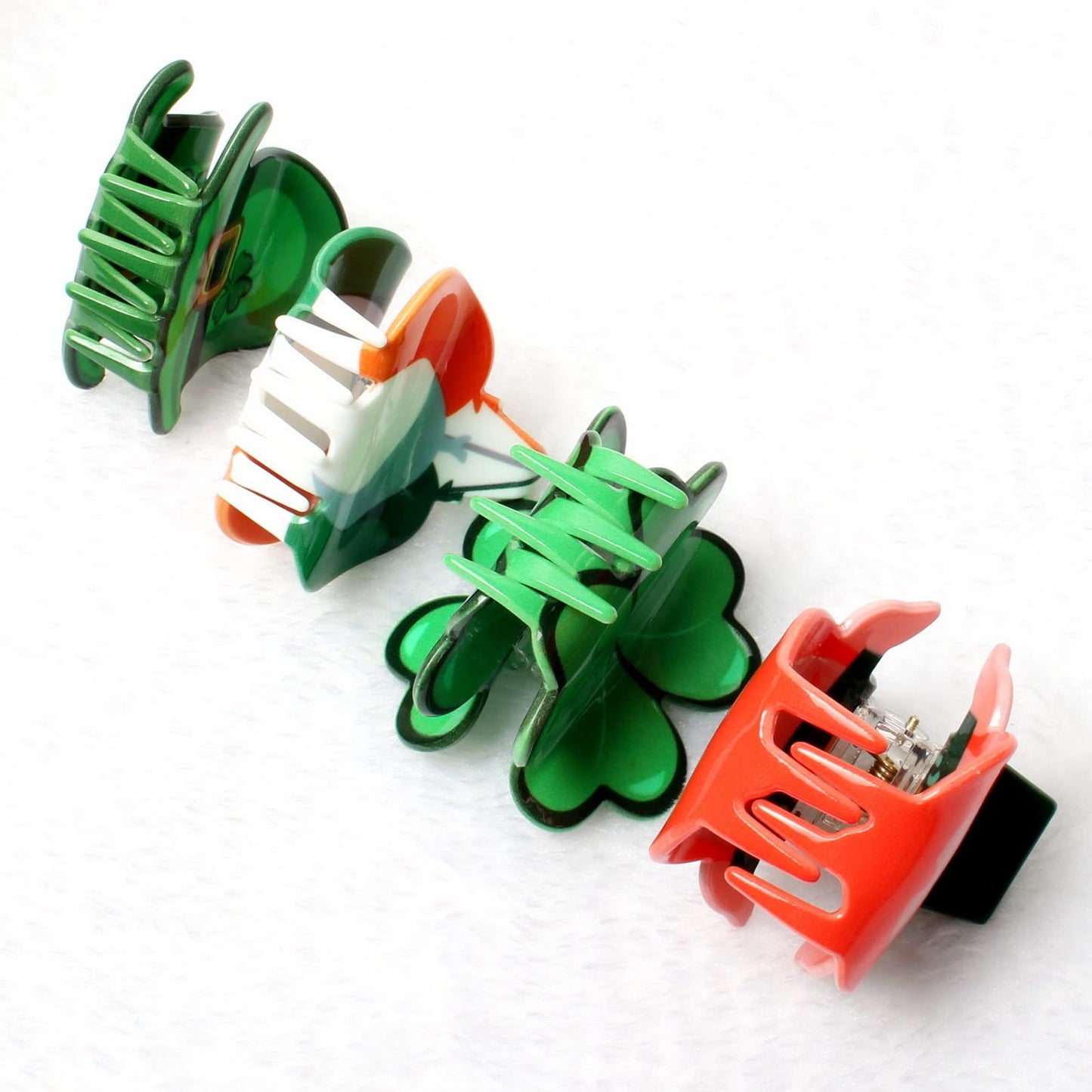 4PK Cute Claw Clips for Girls Green Hair Claw Small Hair Clip Shamrock Hair Claws Cute St Patrick’s Hair Accessories for Women (color C)