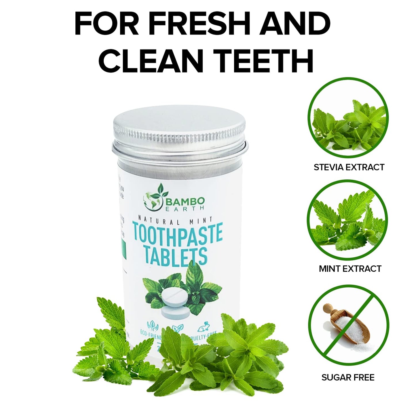 200 Pack Natural Toothpaste Tablet Bits - Chewable Mouthwash Whitening Bite Tablets for Teeth SLS & Fluoride Free Eco & Travel Friendly - Zero Waste Packaging - Mint & Activated Charcoal (Peppermint)