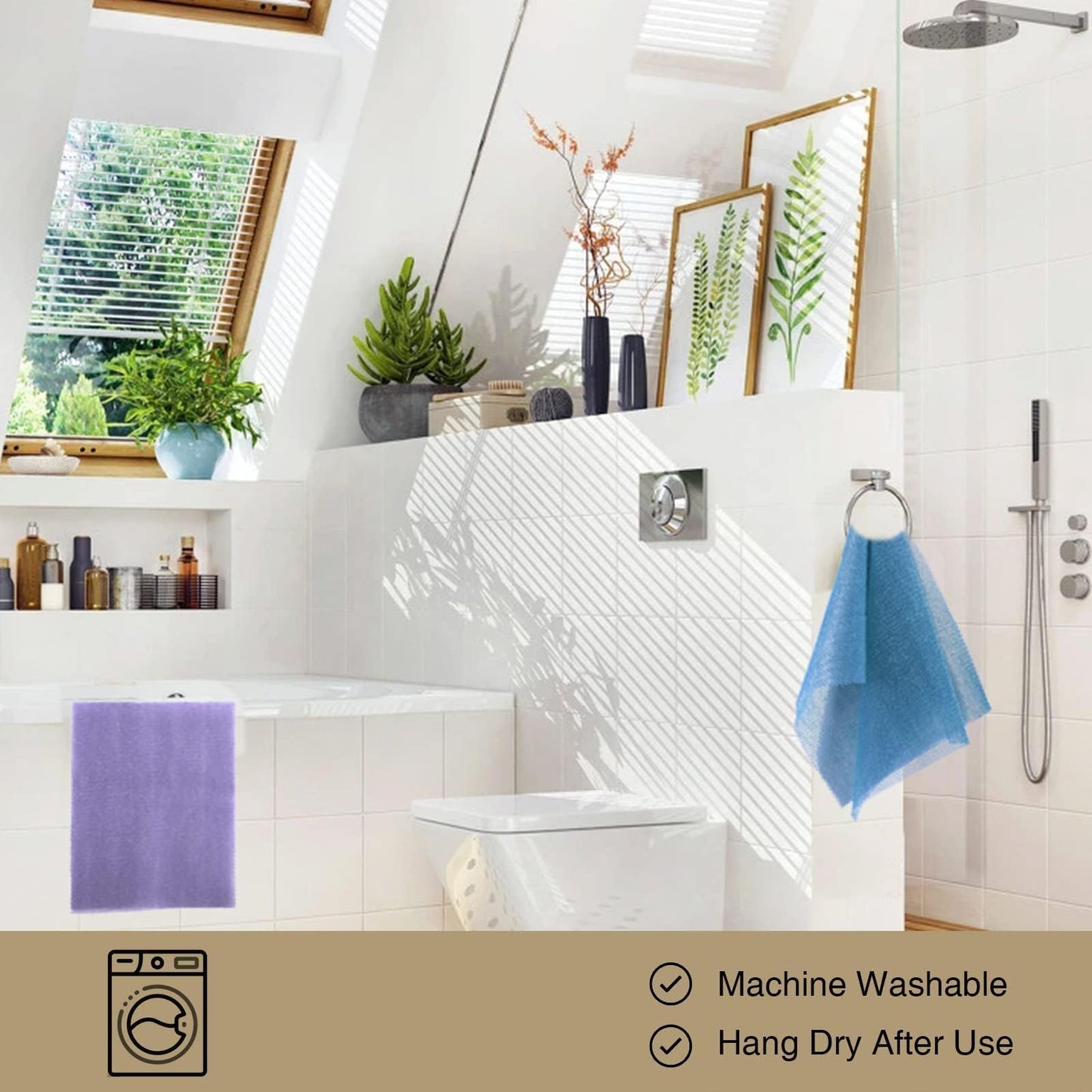 3 Pieces African exfoliating net African Net Long Net Bath Sponge Exfoliating Shower Body Scrubber Back Scrubber Skin Smoother,Great for Daily Use (Purple Gray Blue)