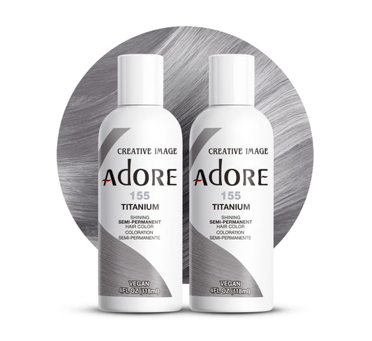 Adore Semi Permanent Hair Color - Vegan and Cruelty-Free Silver Hair Dye - 4 Fl Oz - 155 Titanium (Pack of 2)