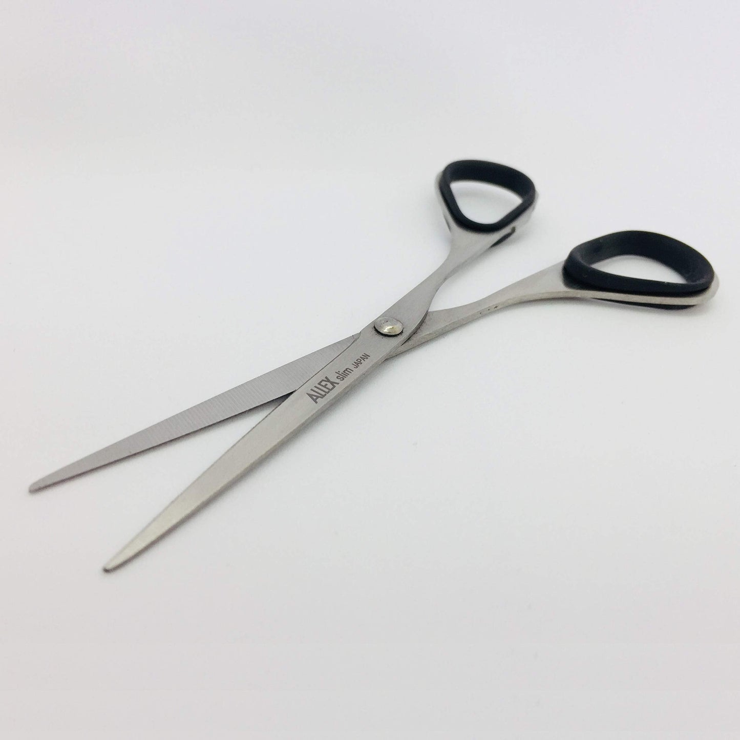 ALLEX Little Skinny Scissors for Office 4.7", All Purpose Slim & Thin Low Profile Scissors, Made in JAPAN, All Metal Sharp Japanese Stainless Steel Blade with Non-Slip Soft Ring, Black