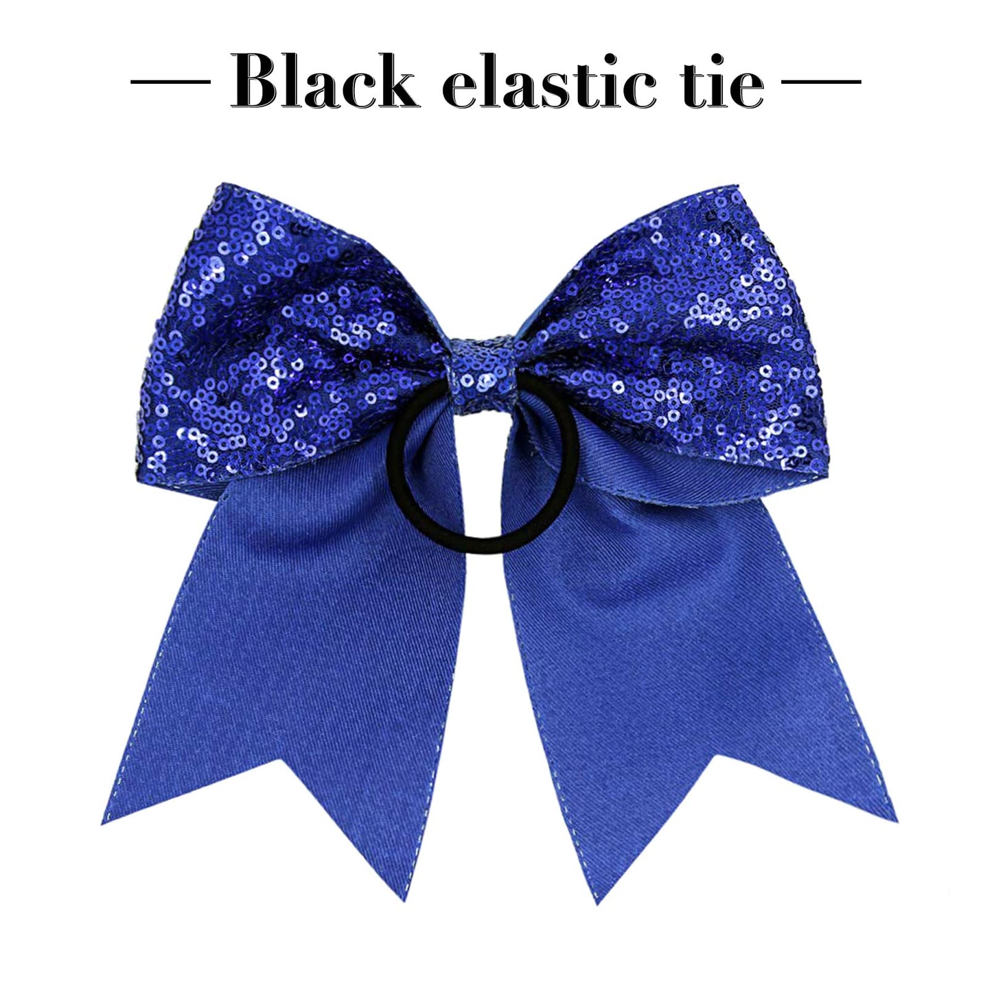 12 PCS 8" Large Glitter Cheer Bows Blue Girl Hair Bows Sparkly Cheerleading Softball Team Bow Hair Accessories for cheerleaders football Competition Sports