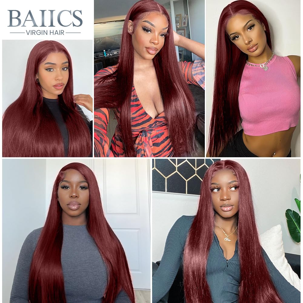 BAIICS 250 Density Ginger wig human hair Straight Lace Front Wigs Human Hair Pre Plucked 13x4 HD Transparent Lace Front Wigs Human Hair for Women Reddish Brown Lace Front Wigs HumanHair 22Inch