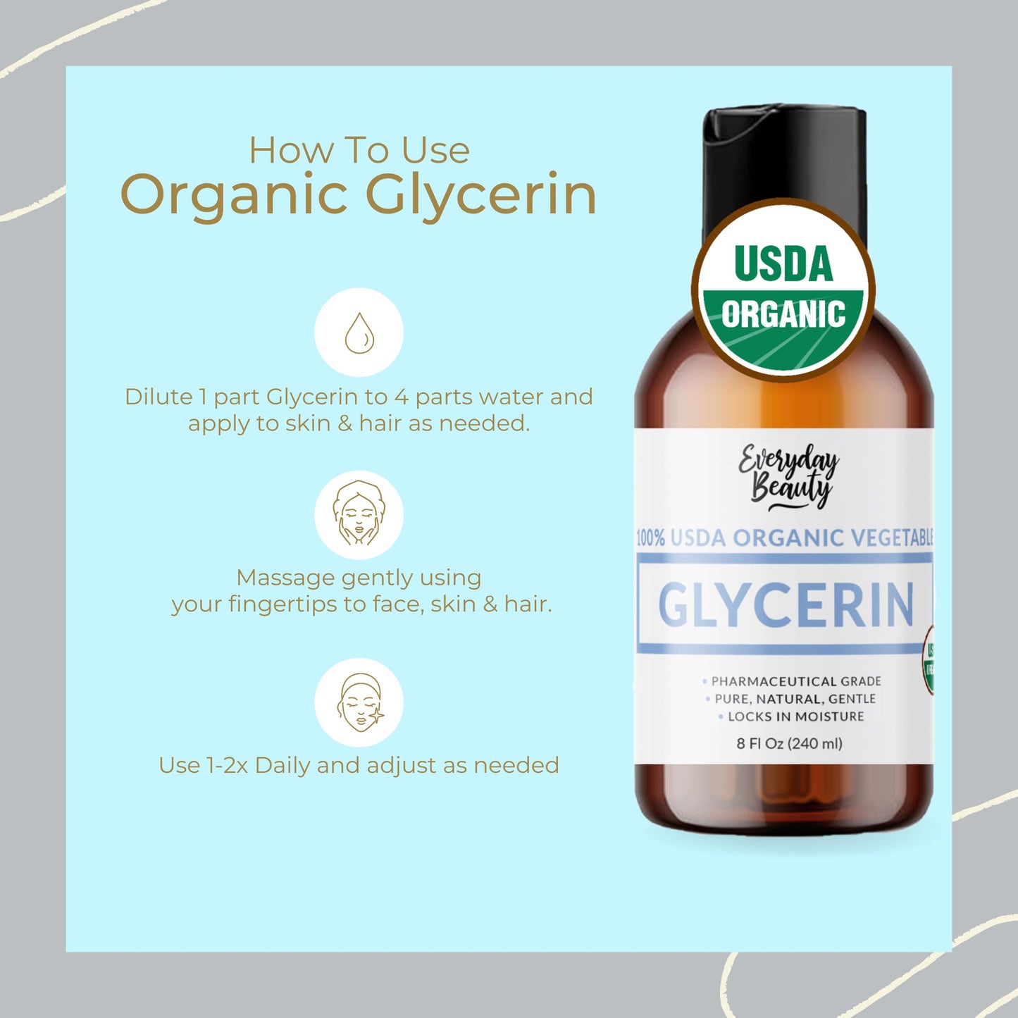 100% Organic Glycerin – USDA Certified - Perfect for DIY Beauty Products, Crafts