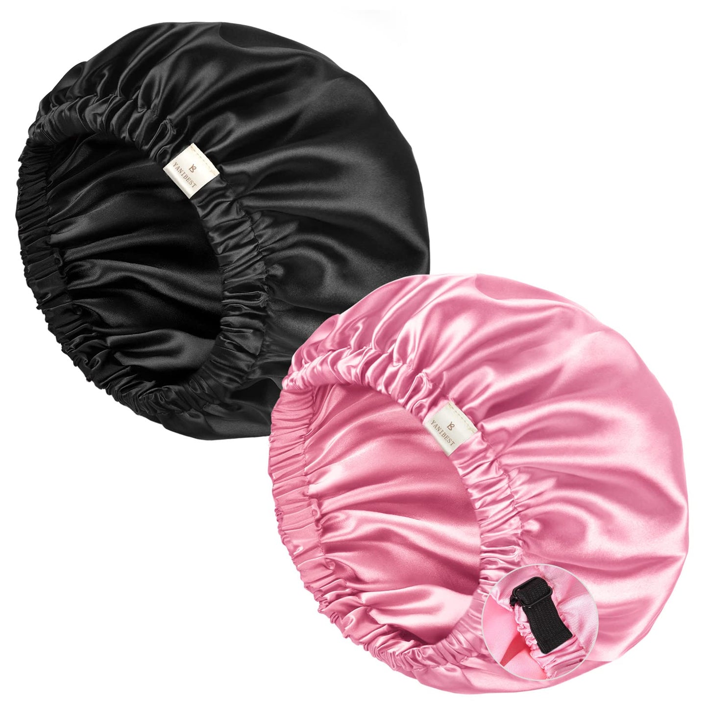 YANIBEST Silk Bonnet Satin Bonnet for Sleeping Women and Men, Adjustable Double Layer Hair Bonnet for Curly Braids Hair