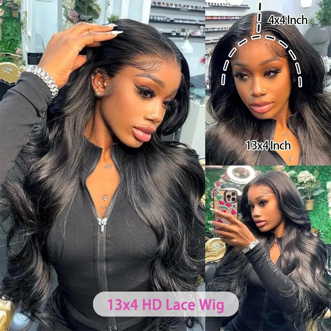 13x4 Lace Front Wigs Human Hair Pre Plucked 180% Density Body Wave Human Hair Lace Front Wigs Brazilian Glueless Wigs Human Hair Pre Plucked Natural Color 20 inch