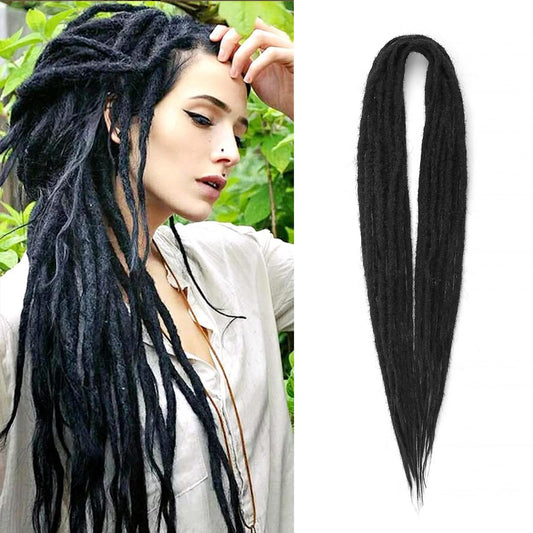 18 Inch Synthetic Double Dreadlock Extensions Reggae Hip-hop Style Extensions for Rock&Roll Hippie Dread Braids Hair (18"strands of 20, 1B#)