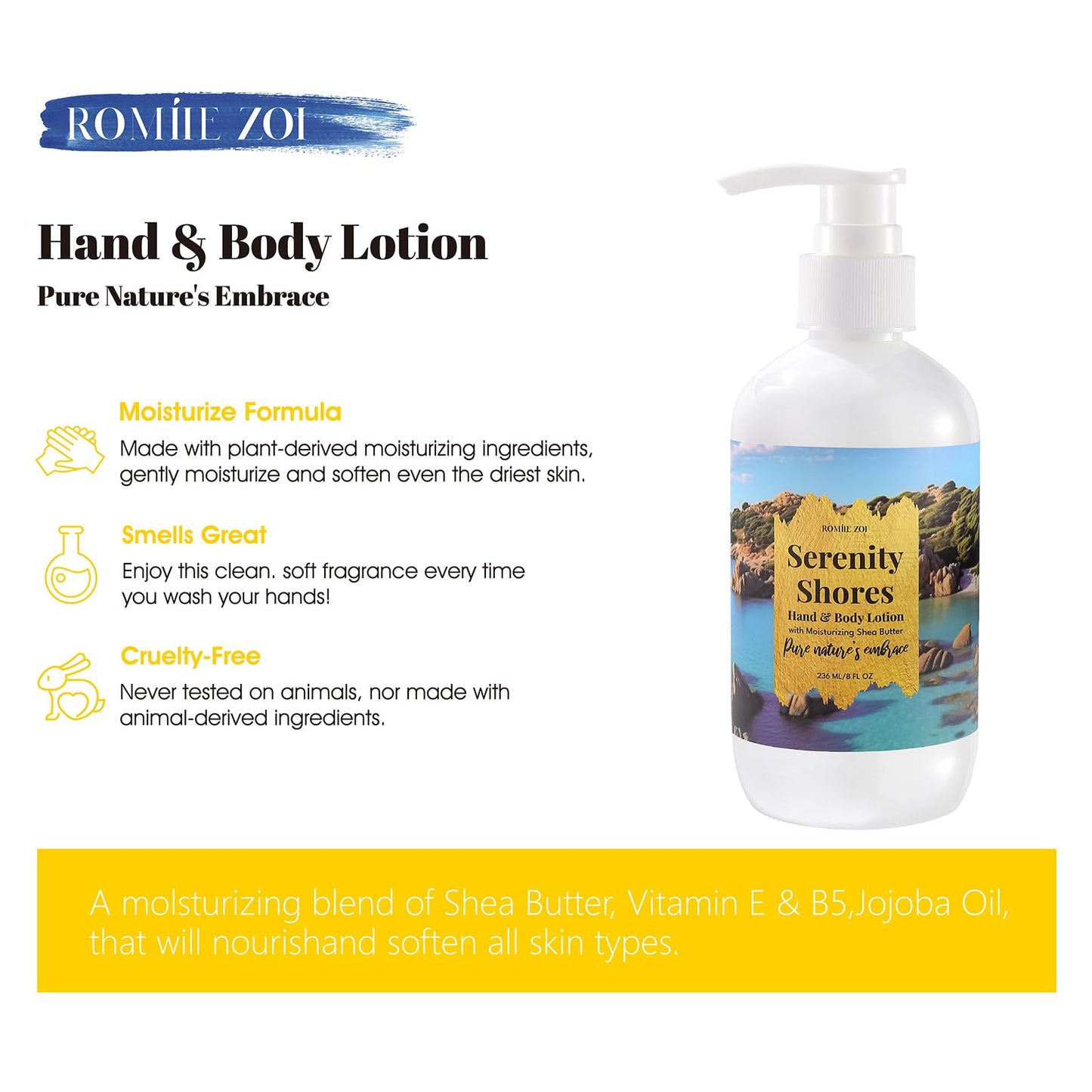 ROMIIE ZOI Costa Smeralda Serenity Shores Hand & Body Lotion - Marine Mirage Aroma, 236ml (8 fl oz)