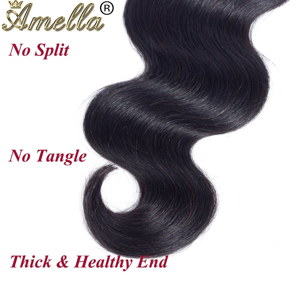 Amella Hair Brazilian Body Wave One Bundle 20inch 100% Unprocessed Brazilian Virgin Natural Black 8A Body Wave Human Hair Weft